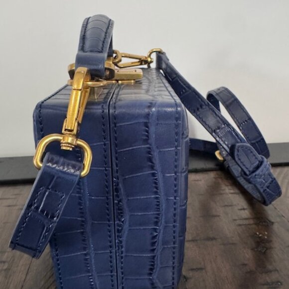 Brandon Blackwood Mini Kendrick Trunk Croc Leather Navy Blue - Picture 2 of 7